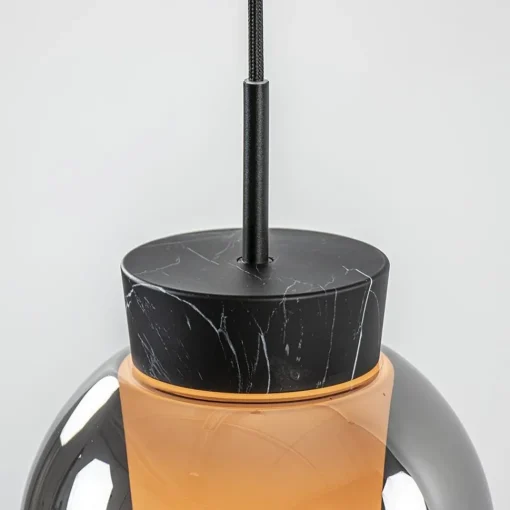 Straluma Ronde 3-lichts hanglamp zwart/marmer met smoke glas> Eettafellampen|Eetkamerverlichting