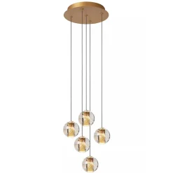 Straluma Ronde 5-lichts LED hanglamp goud met helder glas> Hanglampen|Eettafellampen