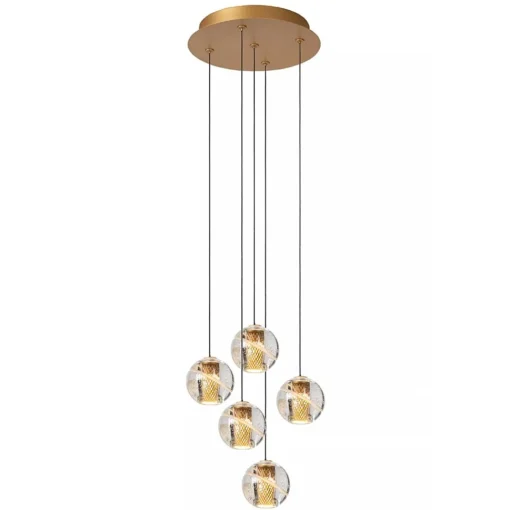 Straluma Ronde 5-lichts LED hanglamp goud met helder glas> Hanglampen|Eettafellampen