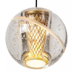 Straluma Ronde 5-lichts LED hanglamp goud met helder glas></noscript> Hanglampen|Eettafellampen