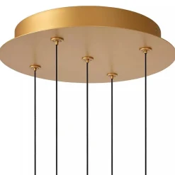 Straluma Ronde 5-lichts LED hanglamp goud met helder glas></noscript> Hanglampen|Eettafellampen