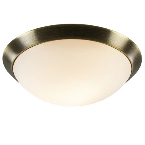 Straluma Ronde plafondlamp brons met wit glazen kap> Plafonnières|Keukenverlichting
