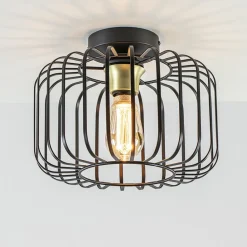 Straluma Ronde plafondlamp draad zwart met goud> Draadlampen|Keukenverlichting