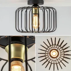 Straluma Ronde plafondlamp draad zwart met goud></noscript> Draadlampen|Keukenverlichting