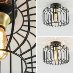 Straluma Ronde plafondlamp draad zwart met goud></noscript> Draadlampen|Keukenverlichting