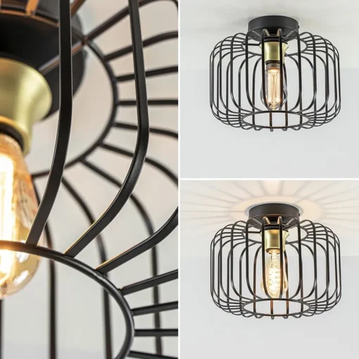 Straluma Ronde plafondlamp draad zwart met goud> Draadlampen|Keukenverlichting