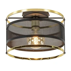 Straluma Ronde plafondlamp gaas mat zwart met hoogglans goud> Woonkamerlampen|Slaapkamerlampen