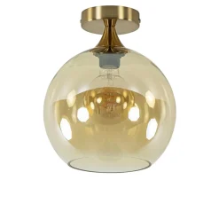 Straluma Ronde plafondlamp goud met amber glas> Plafondlampen|Klassieke Verlichting