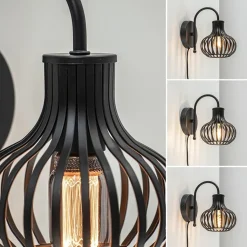 Straluma Scandinavische wandlamp mat zwart met snoer></noscript> Draadlampen|Woonkamerlampen