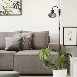 Straluma Scandinavische wandlamp mat zwart met snoer></noscript> Draadlampen|Woonkamerlampen