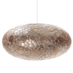 Straluma Schelpen hanglamp coin goudbruin groot> Eettafellampen|Schelpenlampen