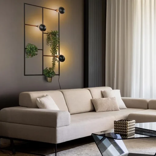 Straluma Sfeervolle wandlamp frame zwart/goud> Wandlampen|Botanische Verlichting