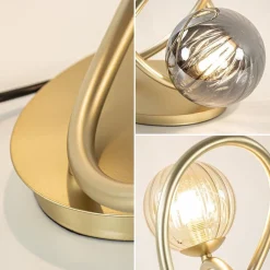 Straluma Sierlijke tafellamp goud met amber en smoke glas></noscript> Tafellampen|LED Tafellampen
