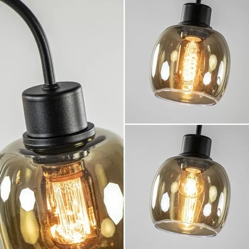 Straluma Sierlijke vloerlamp mat zwart met smoke glazen kappen> Klassieke Verlichting|Woonkamerlampen
