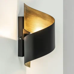 Straluma Sierlijke wandlamp krul zwart met goud> Woonkamerlampen|Slaapkamerlampen