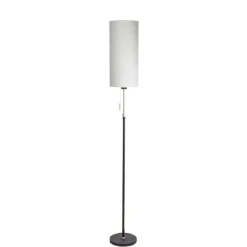 Straluma Smalle vloerlamp zwart-staal linnen kap> Schemerlampen|Woonkamerlampen