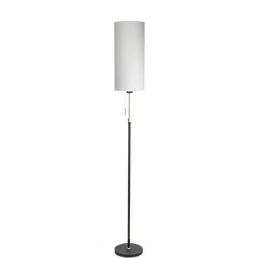 Straluma Smalle vloerlamp zwart-staal linnen kap> Schemerlampen|Woonkamerlampen