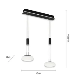 Straluma Smart hanglamp 2-lichts mat zwart met opaal glas dimbaar><noscript><img width=