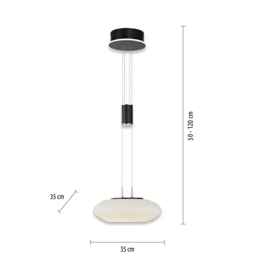 Straluma Smart hanglamp mat zwart met opaal glazen kap> Hanglampen|Smart lampen