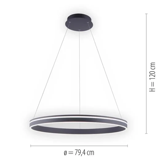 Straluma Smart hanglamp ring groot antraciet> Hanglampen|Smart lampen