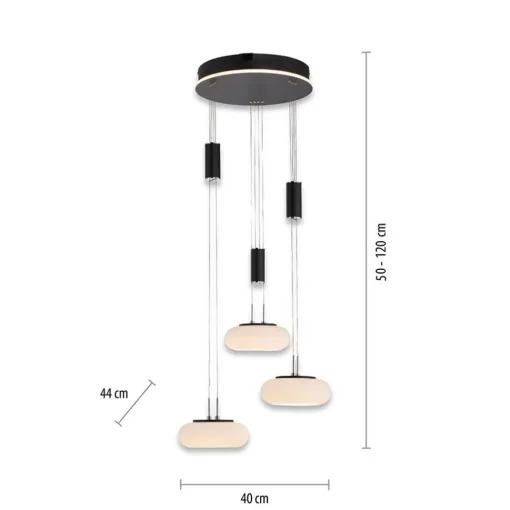 Straluma Smart hanglamp rond 3-lichts dimbaar zwart/opaal> Hanglampen|Smart lampen