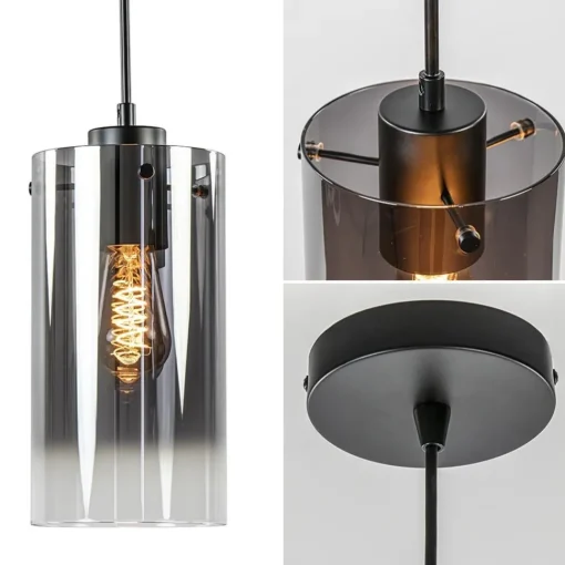 Straluma Smoke glazen hanglamp cilinder met verloop> Keukenverlichting|Hanglampen