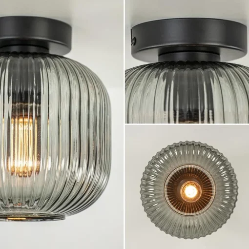 Straluma Smoke glazen plafondlamp met zwarte bevestiging> Plafondlampen|Klassieke Verlichting