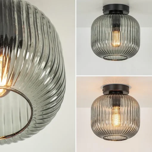 Straluma Smoke glazen plafondlamp met zwarte bevestiging> Plafondlampen|Klassieke Verlichting
