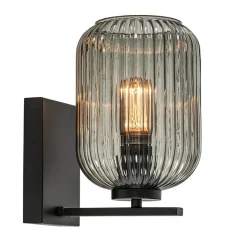 Straluma Smoke glazen wandlamp met zwarte bevestiging> Woonkamerlampen|Slaapkamerlampen