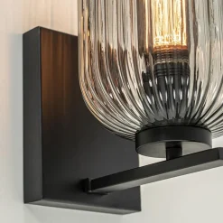 Straluma Smoke glazen wandlamp met zwarte bevestiging></noscript> Woonkamerlampen|Slaapkamerlampen