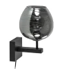Straluma Smoke glazen wandlamp met zwart inclusief snoer> Halverlichting|Wandlampen