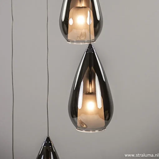 Straluma Smokey glazen vide-hanglamp chroom> Videverlichting|Pendel Lampen