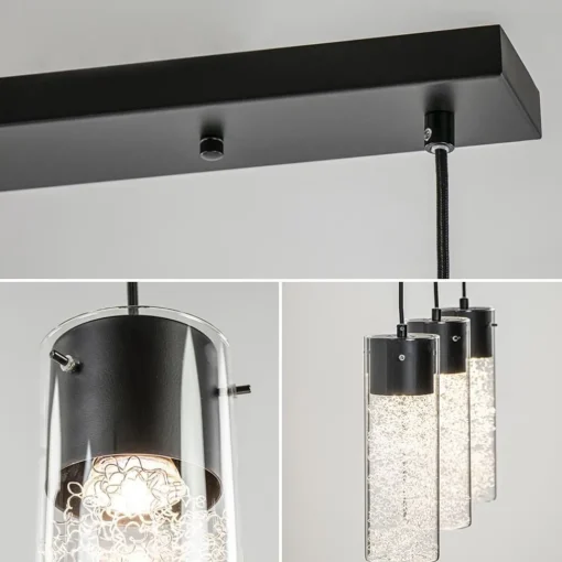 Straluma Speelse hanglamp zwart met helder glas 3-lichts> Eettafellampen|Pendel Lampen