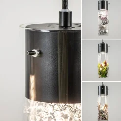 Straluma Speelse hanglamp zwart met helder glas 3-lichts></noscript> Eettafellampen|Pendel Lampen