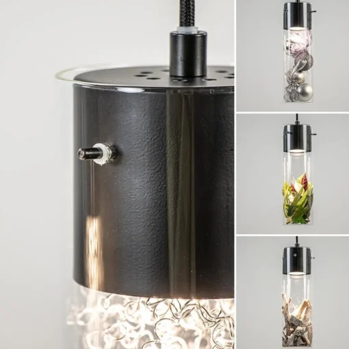 Straluma Speelse hanglamp zwart met helder glas 3-lichts> Eettafellampen|Pendel Lampen