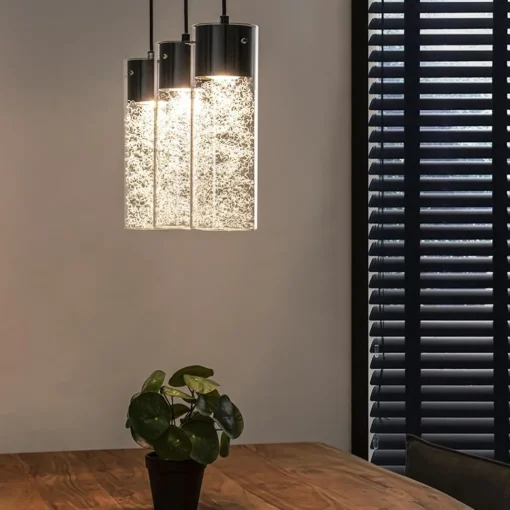 Straluma Speelse hanglamp zwart met helder glas 3-lichts> Eettafellampen|Pendel Lampen