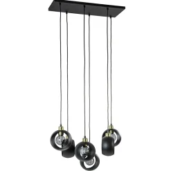 Straluma Speelse 6-lichts hanglamp zwart met goud> Eettafellampen|Pendel Lampen