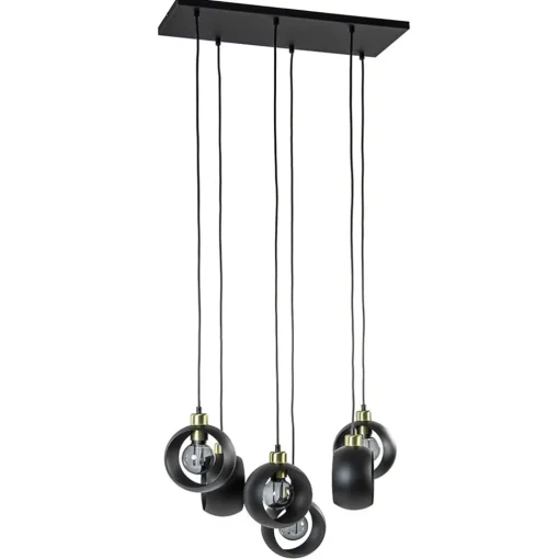 Straluma Speelse 6-lichts hanglamp zwart met goud> Eettafellampen|Pendel Lampen