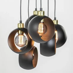Straluma Speelse 6-lichts hanglamp zwart met goud></noscript> Eettafellampen|Pendel Lampen