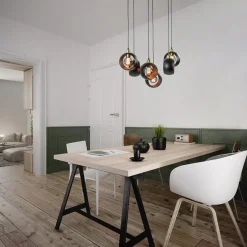 Straluma Speelse 6-lichts hanglamp zwart met goud></noscript> Eettafellampen|Pendel Lampen