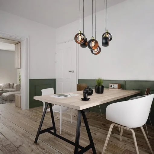 Straluma Speelse 6-lichts hanglamp zwart met goud> Eettafellampen|Pendel Lampen