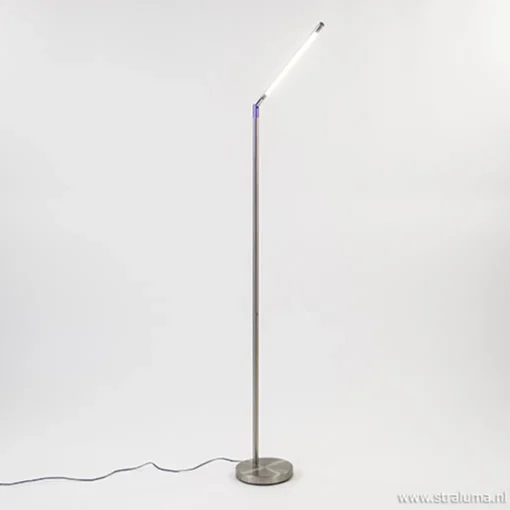 Straluma Staande leeslamp nikkel met dimmer> Vloerlampen|Leeslampen