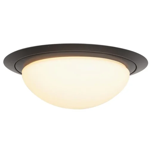 Straluma 3-Standen dimbare LED plafondlamp zwart met wit glas IP44> Plafondlampen|Plafonnières