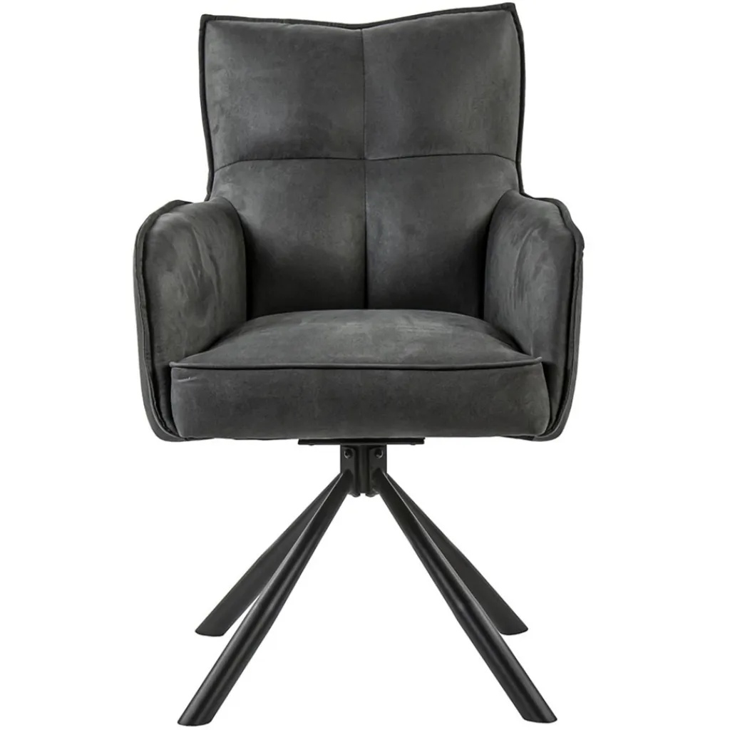 Straluma Stijlvolle eetkamerstoel draaibaar antraciet met zwart> Eetkamerstoelen