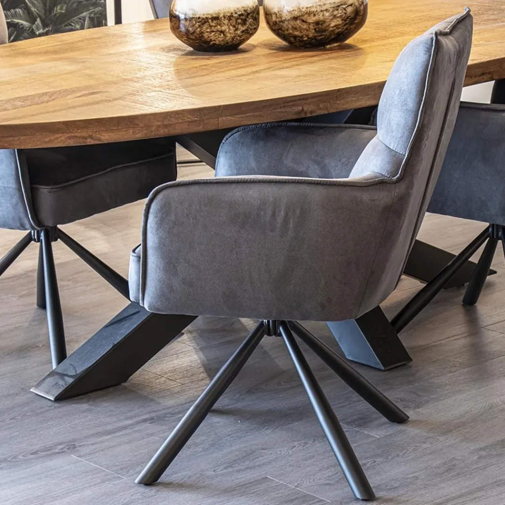 Straluma Stijlvolle eetkamerstoel draaibaar antraciet met zwart> Eetkamerstoelen