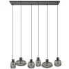 Straluma Stijlvolle 6-lichts eettafelhanglamp zwart met smoke glas> Eettafellampen|Pendel Lampen