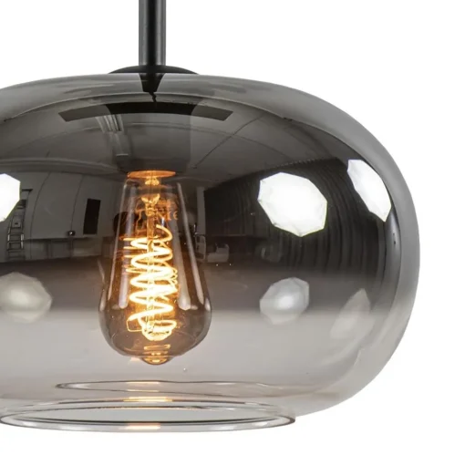 Straluma Stijlvolle 6-lichts hanglamp zwart met gradiënt smoke glas> Hanglampen|Eettafellampen