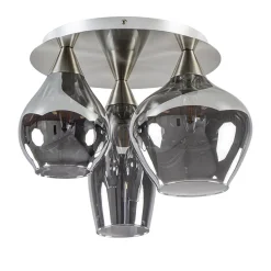 Straluma Stijlvolle plafondlamp nikkel mat met smoke glas> Halverlichting|Plafondlampen