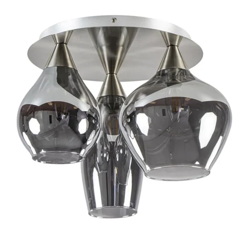Straluma Stijlvolle plafondlamp nikkel mat met smoke glas> Halverlichting|Plafondlampen