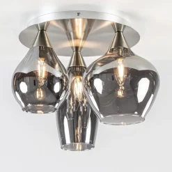 Straluma Stijlvolle plafondlamp nikkel mat met smoke glas> Halverlichting|Plafondlampen
